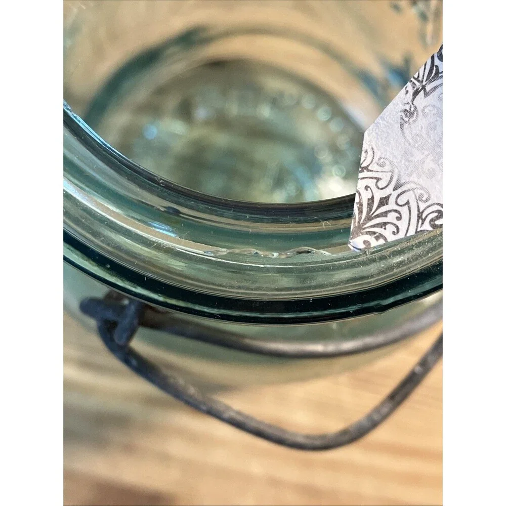 Pair of Vintage QT Atlas E-Z Seal Aqua Glass Canning Jars/Wire Bail